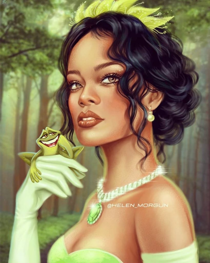 Tiana - Rihanna |:  Artista ucraniano reinventa a tus celebridades favoritas como princesas de Disney |  Zestradar