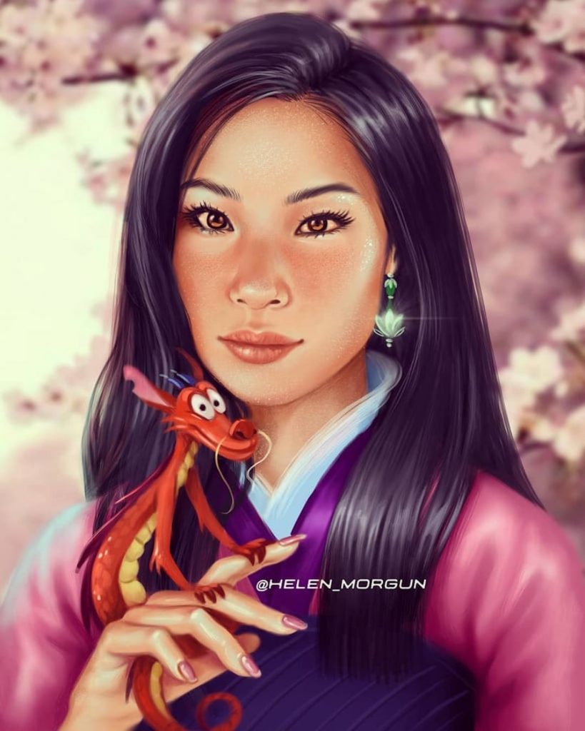 Mulán - Lucy Liu |:  Artista ucraniano reinventa a tus celebridades favoritas como princesas de Disney |  Zestradar