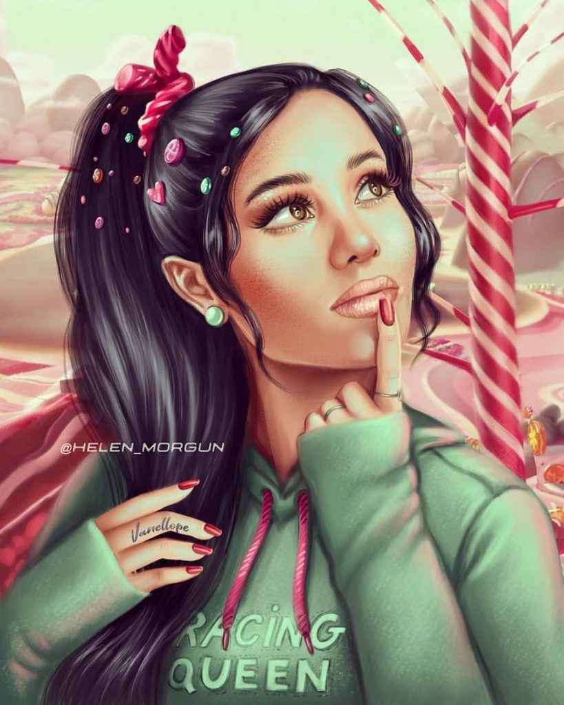 Vanellope - Ariana Grande |:  Artista ucraniano reinventa a tus celebridades favoritas como princesas de Disney |  Zestradar