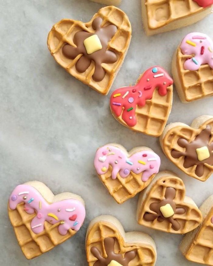 Corazones de gofres |  12 lindas ideas de galletas para el día de San Valentín |  Zestradar