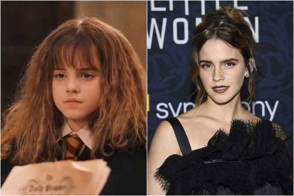 Emma Watson como Hermione Granger |:  El elenco de Harry Potter.  entonces y ahora |  Zestradar