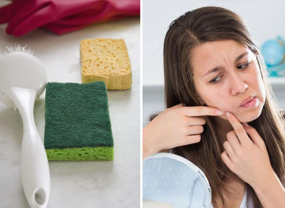Usando una esponja para platos  9 hábitos que te hacen viejo y enfermo |  Zestradar