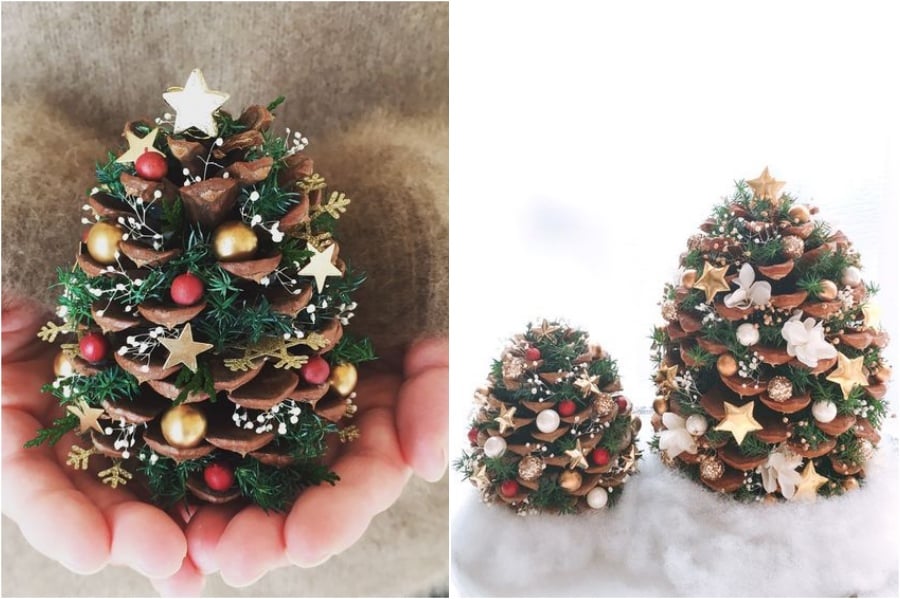 Mini árbol de piña |:  10 manualidades con pinos para probar esta Navidad |  Zestradar