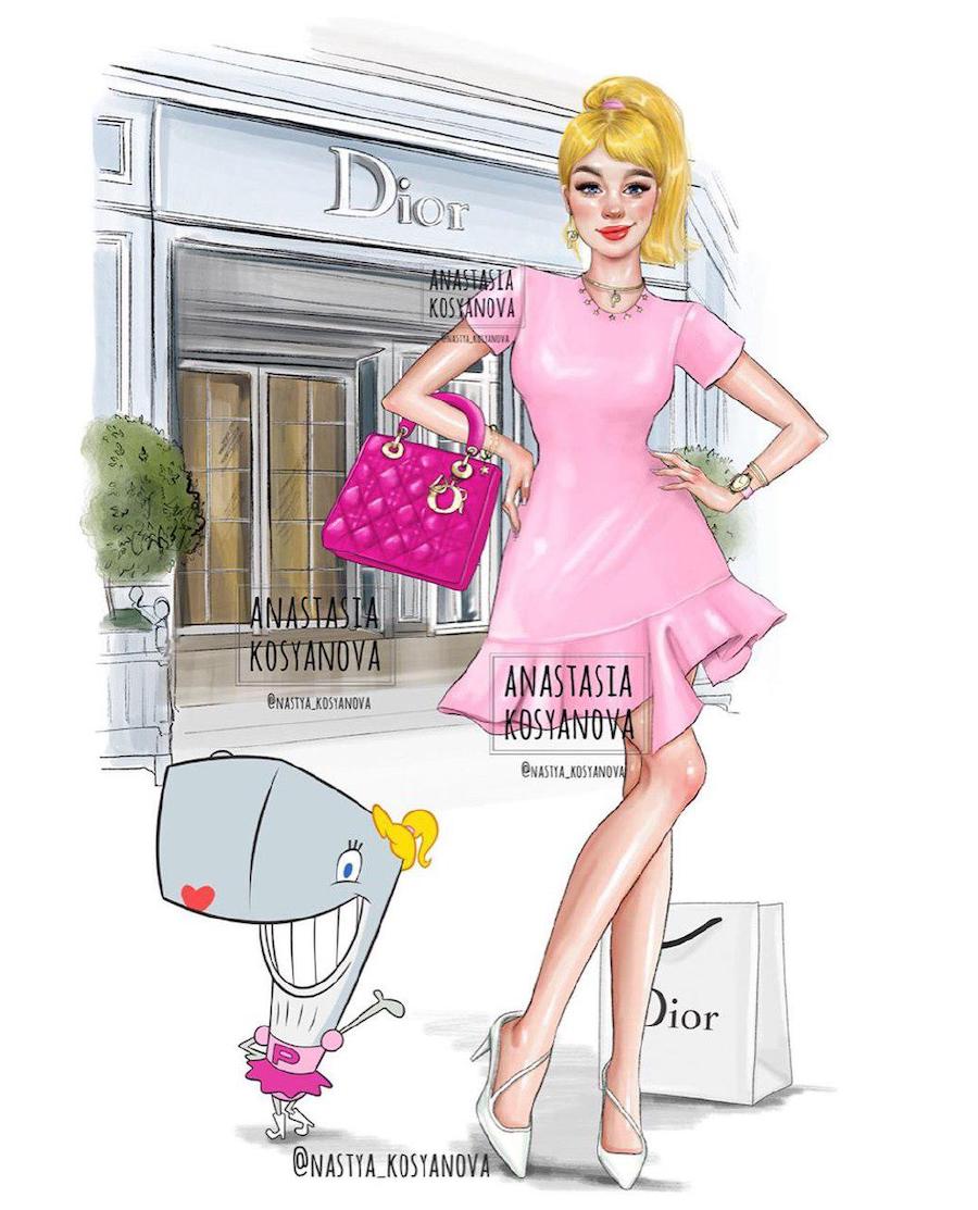 Rosa |:  Fashion Illustrator hace que los personajes de dibujos animados sean elegantes y modernos 