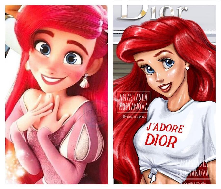 Ariel |  Fashion Illustrator hace que los personajes de dibujos animados sean elegantes y modernos 