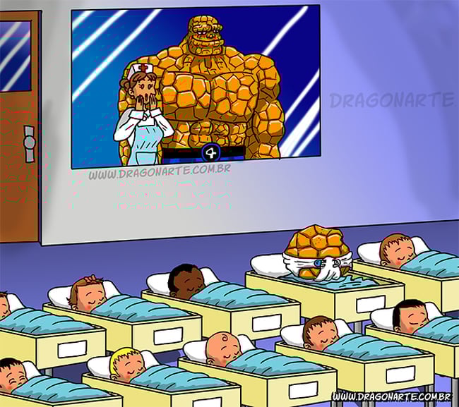     La cosa mola |:  ¿Y si los superhéroes de Marvel y DC tuvieran hijos?  bayas de cerebro