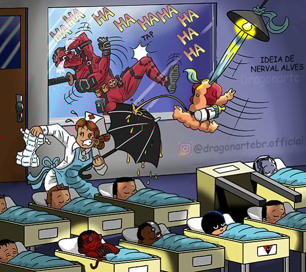 Pequeño Deadpool |:  ¿Y si los superhéroes de Marvel y DC tuvieran hijos?  bayas de cerebro