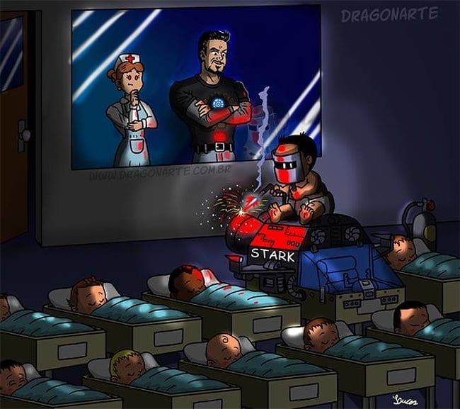 Bebé Stark |  ¿Y si los superhéroes de Marvel y DC tuvieran hijos?  bayas de cerebro