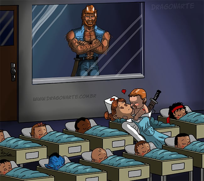 Chuck Norris |:  ¿Y si los superhéroes de Marvel y DC tuvieran hijos?  bayas de cerebro