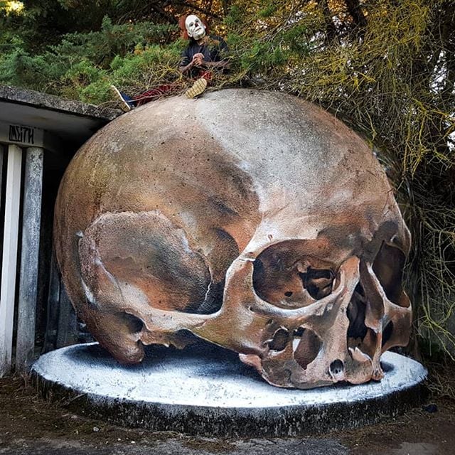 Calavera 3D |  10 arte callejero hiperrealista en 3D de Odette |:  bayas de cerebro