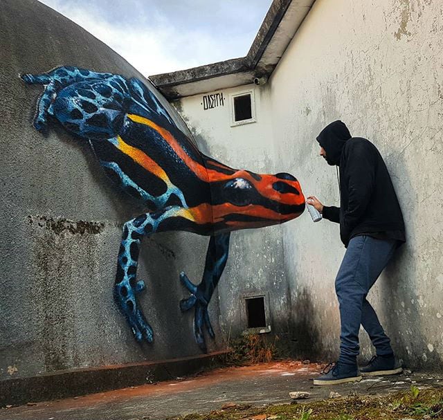 rana venenosa  10 arte callejero hiperrealista en 3D de Odette |:  bayas de cerebro