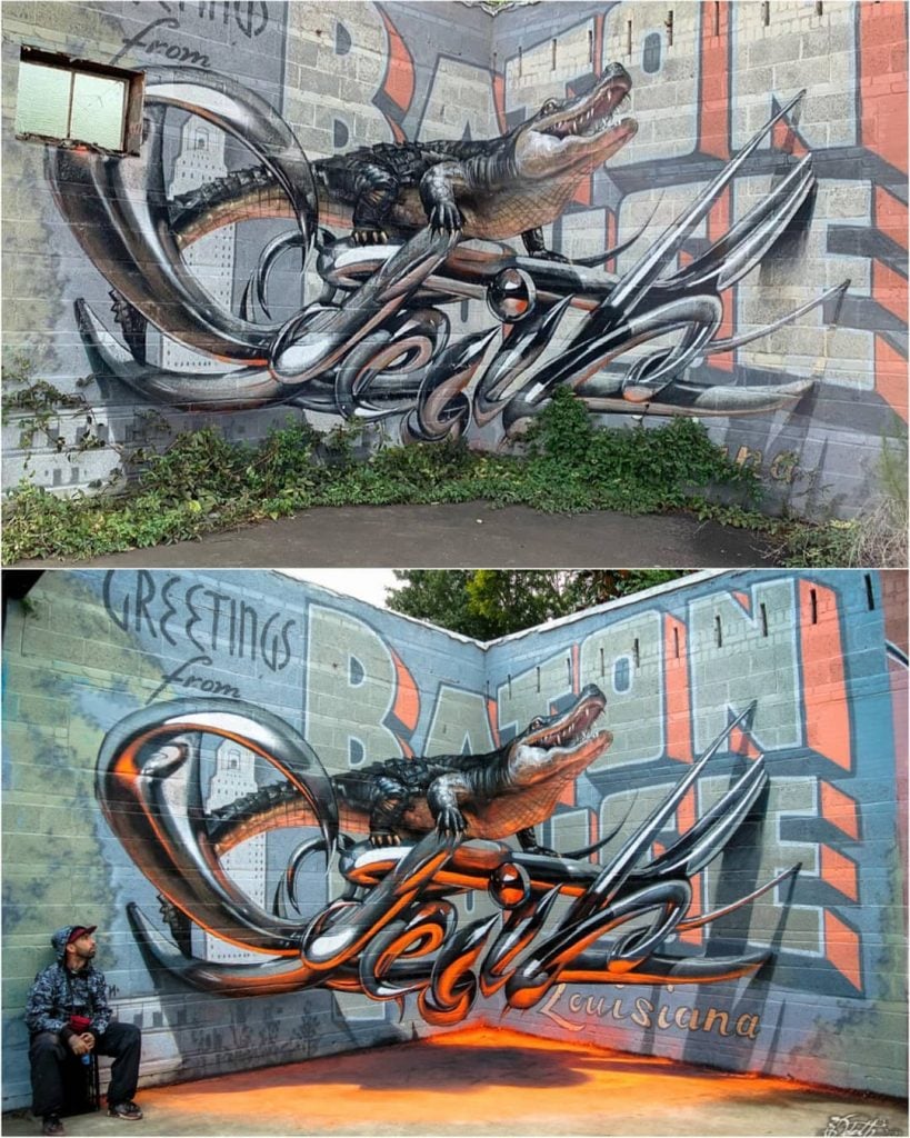 caimán  10 arte callejero hiperrealista en 3D de Odette |:  bayas de cerebro