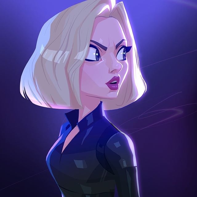 Viuda Negra |: 23 héroes de Marvel reinventados por Xi Ding |: bayas de cerebro